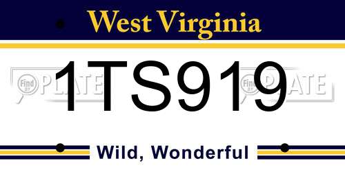 1TS919 West Virginia License Plate