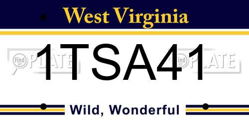1TSA41 West Virginia License Plate