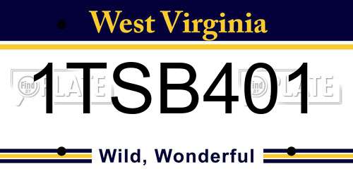 1TSB401 West Virginia License Plate