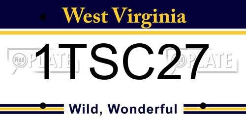 1TSC27 West Virginia License Plate