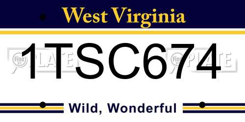 1TSC674 West Virginia License Plate