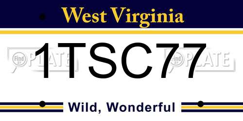 1TSC77 West Virginia License Plate