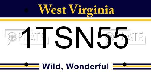 1TSN55 West Virginia License Plate