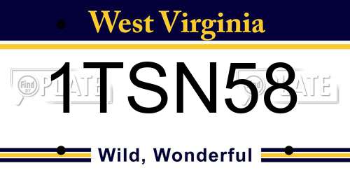 1TSN58 West Virginia License Plate