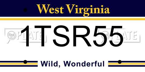 1TSR55 West Virginia License Plate