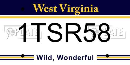 1TSR58 West Virginia License Plate