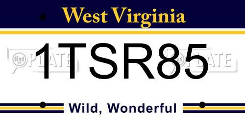 1TSR85 West Virginia License Plate