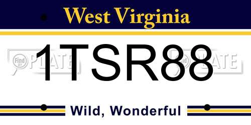 1TSR88 West Virginia License Plate