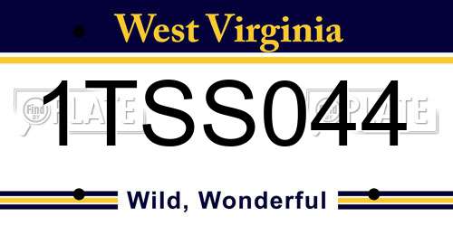1TSS044 West Virginia License Plate