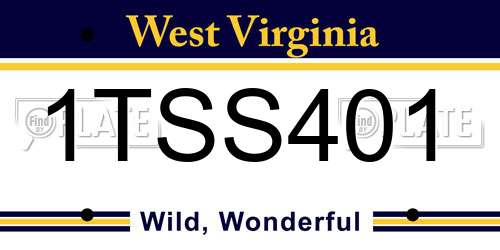 1TSS401 West Virginia License Plate