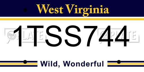 1TSS744 West Virginia License Plate