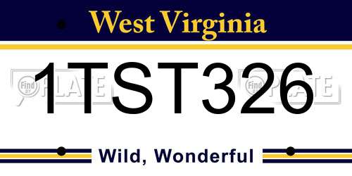 1TST326 West Virginia License Plate
