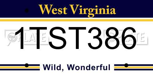 1TST386 West Virginia License Plate