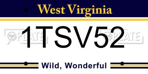 1TSV52 West Virginia License Plate