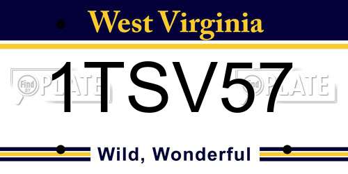 1TSV57 West Virginia License Plate