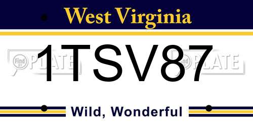 1TSV87 West Virginia License Plate