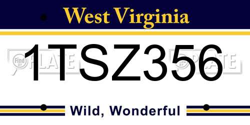 1TSZ356 West Virginia License Plate