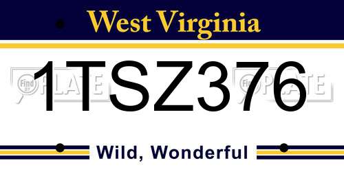 1TSZ376 West Virginia License Plate
