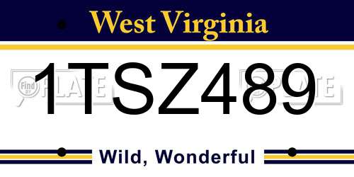 1TSZ489 West Virginia License Plate
