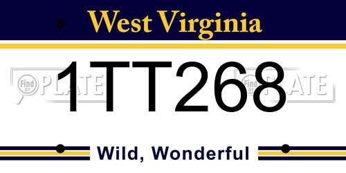 1TT268 West Virginia License Plate