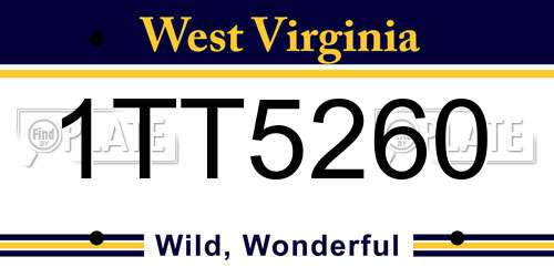 1TT5260 West Virginia License Plate