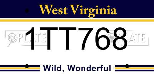 1TT768 West Virginia License Plate