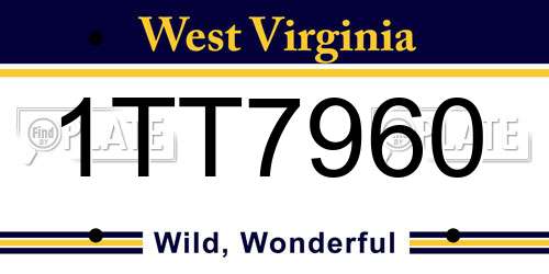 1TT7960 West Virginia License Plate