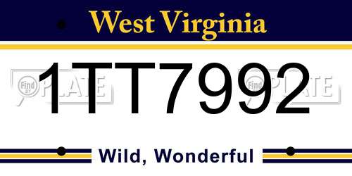1TT7992 West Virginia License Plate