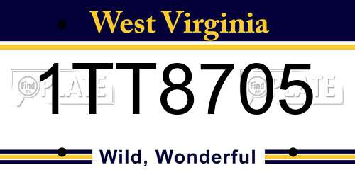 1TT8705 West Virginia License Plate