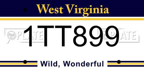 1TT899 West Virginia License Plate