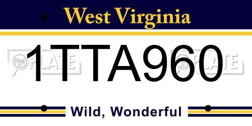 1TTA960 West Virginia License Plate