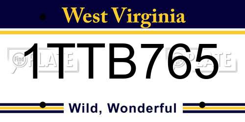 1TTB765 West Virginia License Plate