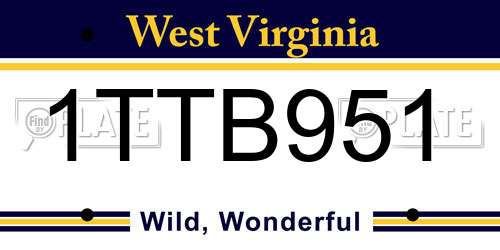 1TTB951 West Virginia License Plate