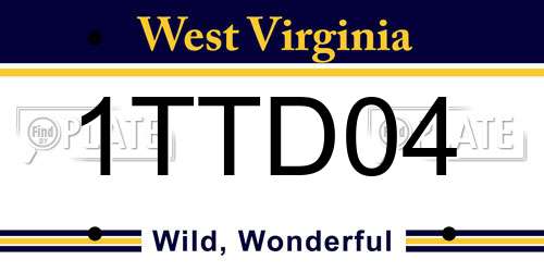 1TTD04 West Virginia License Plate
