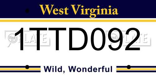 1TTD092 West Virginia License Plate