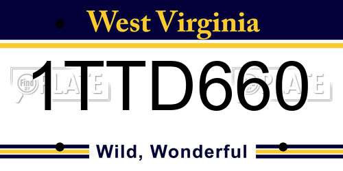 1TTD660 West Virginia License Plate