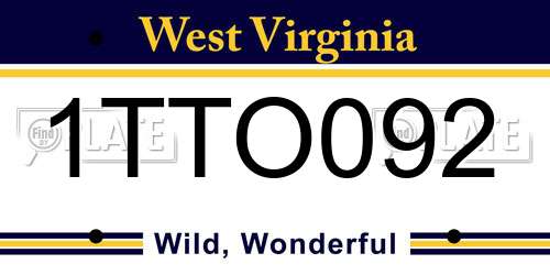 1TTO092 West Virginia License Plate