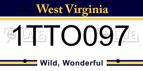 1TTO097 West Virginia License Plate