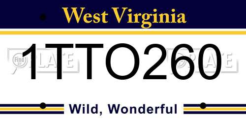 1TTO260 West Virginia License Plate