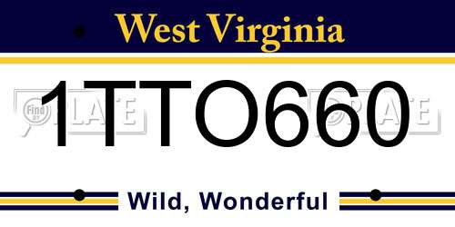 1TTO660 West Virginia License Plate
