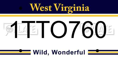 1TTO760 West Virginia License Plate