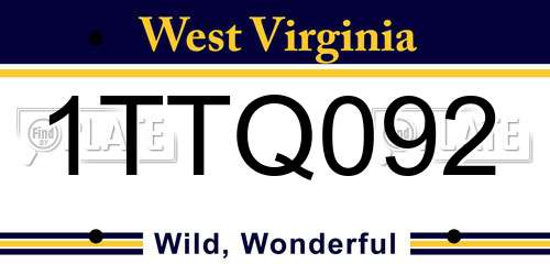 1TTQ092 West Virginia License Plate