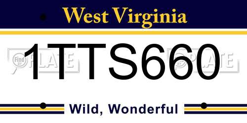 1TTS660 West Virginia License Plate
