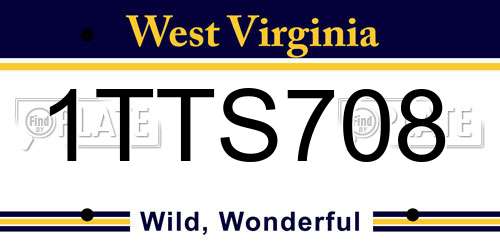 1TTS708 West Virginia License Plate