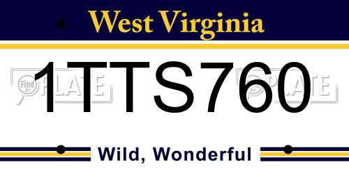 1TTS760 West Virginia License Plate