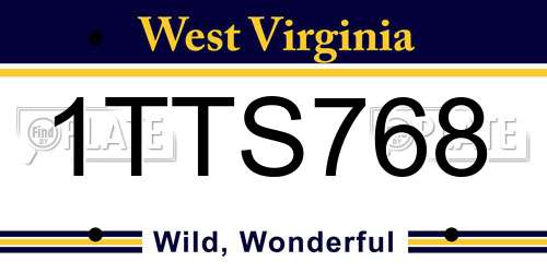 1TTS768 West Virginia License Plate