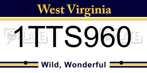 1TTS960 West Virginia License Plate