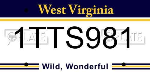 1TTS981 West Virginia License Plate
