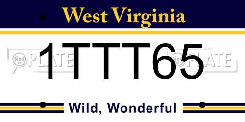 1TTT65 West Virginia License Plate