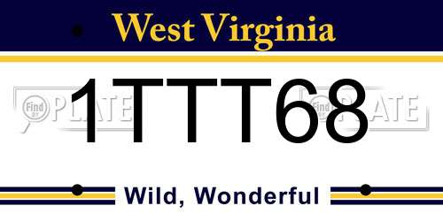 1TTT68 West Virginia License Plate